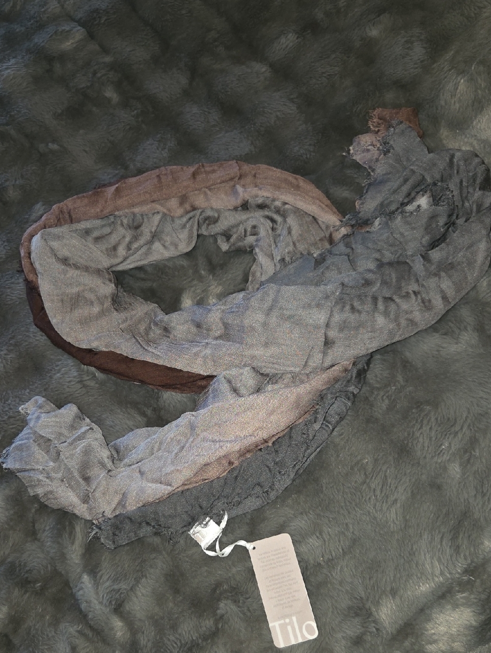 Tilo Lightweight Gray and Brown Sheer Scarf Wrap